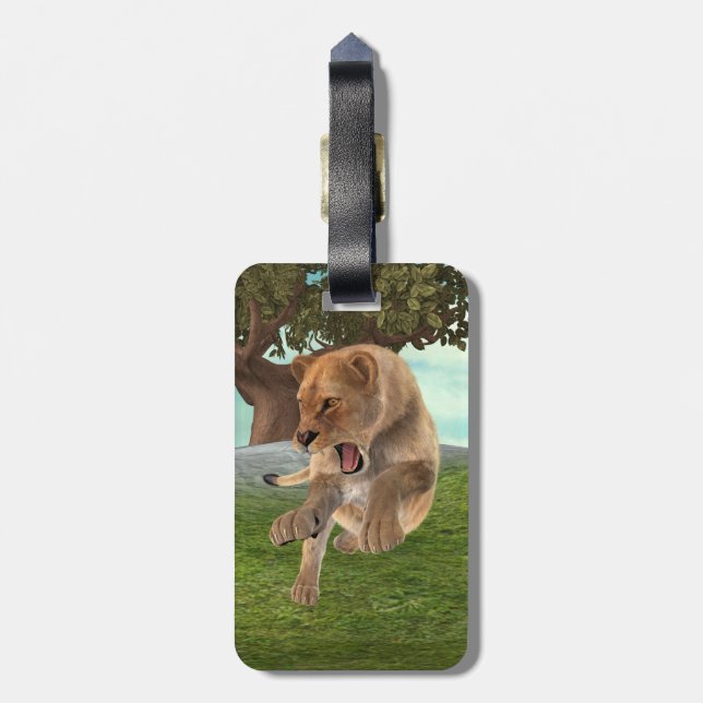 Hunting Lioness Luggage Tag (Back Vertical)