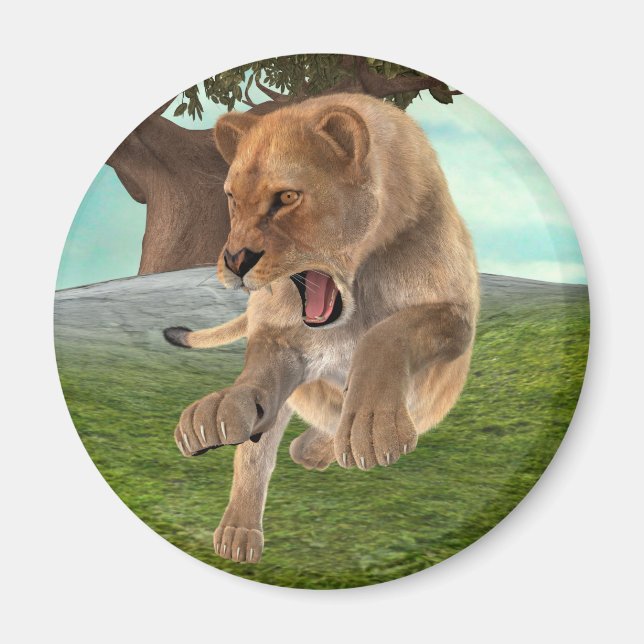 Hunting Lioness Magnet (Front)