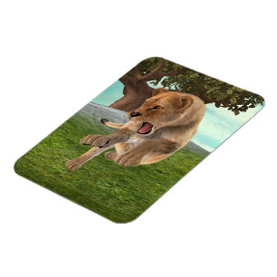 Hunting Lioness Magnet
