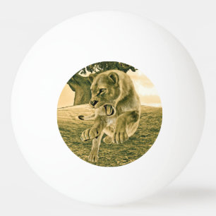 Hunting Lioness Ping Pong Ball