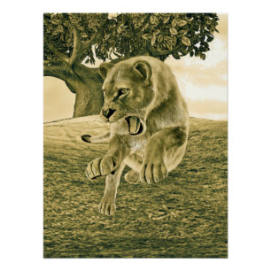 Hunting Lioness Poster