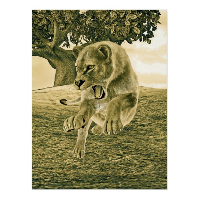 Hunting Lioness Poster (Front)