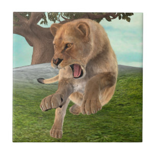 Hunting Lioness Tile
