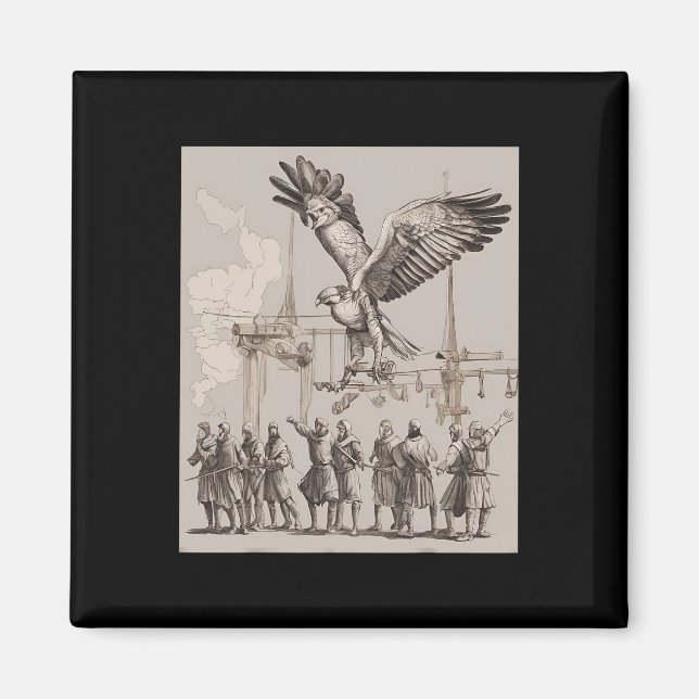 Hunting Medieval Falconry Art  Magnet (Front)