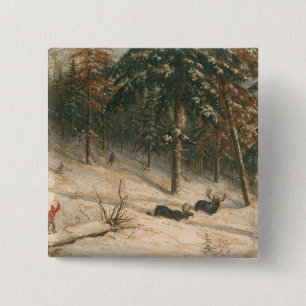 Hunting Moose 2 Inch Square Button