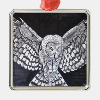Hunting Owl Metal Ornament