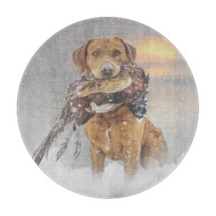 Hunting pheasant in winter tapestry poster acrylic cutting board