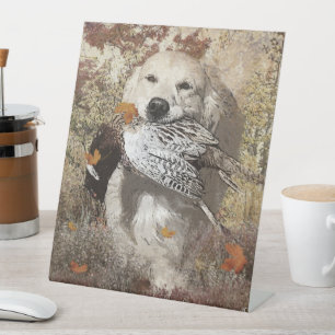 Hunting pheasant ,  tapestry poster acrylic print  pedestal sign