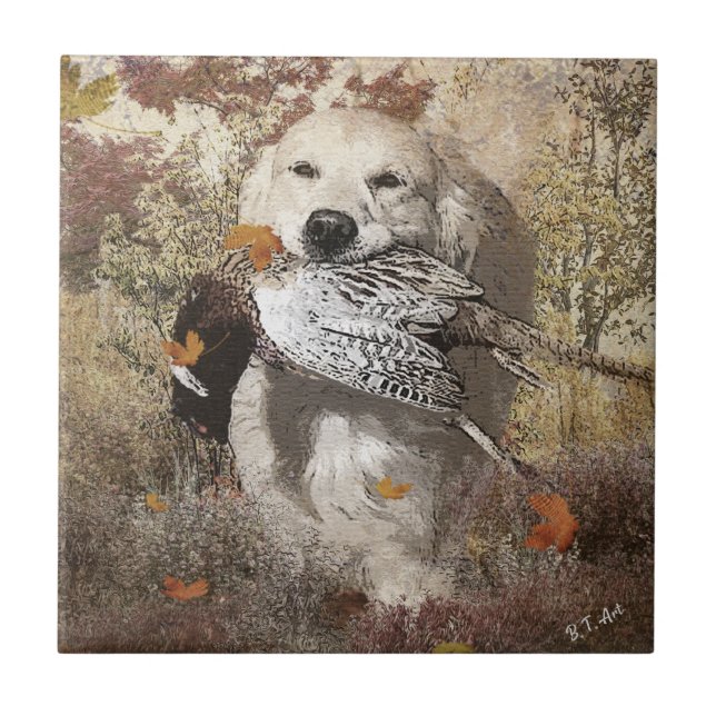 Hunting pheasant ,  tapestry poster acrylic print  tile (Front)