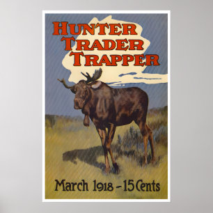 Hunting Poster Moose Art Man Cave Vintage Pri