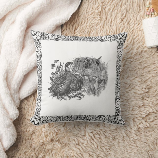 Hunting  quail with hunting dog throw pillow (Blanket)