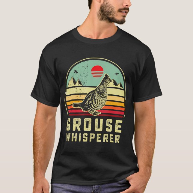 Hunting Ruffed Grouse Bird- Retro Aesthtic Whisper T-Shirt (Front)