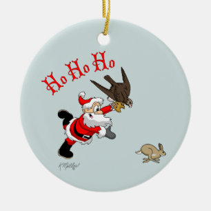 Hunting Santa Ceramic Ornament