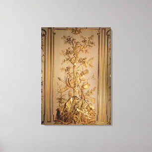 Hunting scene, wood panelling from dining canvas print