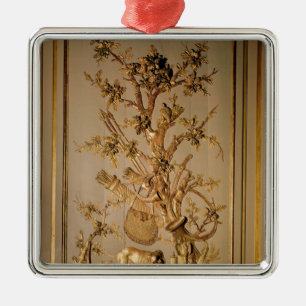 Hunting scene, wood panelling from dining room metal ornament