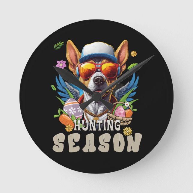 Hunting Season Deer Easter Egg Round Clock (Front)