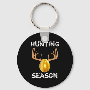 Hunting Season Funny Antlers Golden Easter Egg T S Keychain