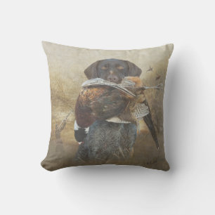 Hunting season , German Wirehaired Pointer  Outdoor Pillow