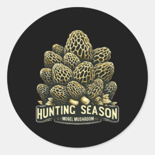 Hunting Season Morel Mushroom Foraging Classic Round Sticker
