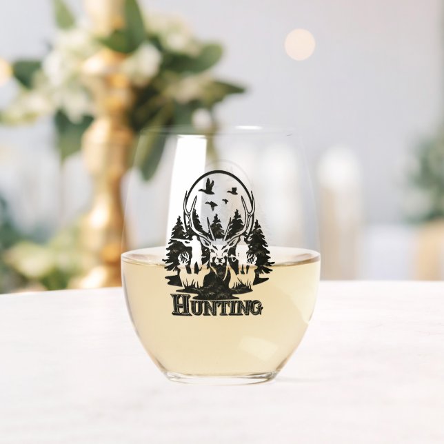 Hunting Stemless Wine Glass (Insitu (Wedding))