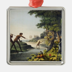 Hunting the Kangaroo, aborigines in New South Wale Metal Ornament