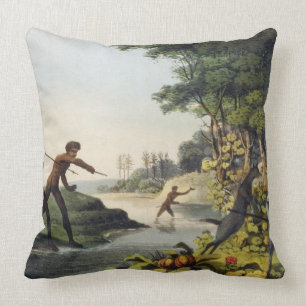 Hunting the Kangaroo, aborigines in New South Wale Throw Pillow