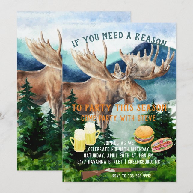 Hunting Themed Party Invitation (Front/Back)