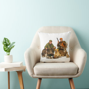 Hunting trophies with dogs outdoor hunter gift throw pillow