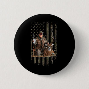 Hunting Trump Camouflage Usa Flag Deer Hunting Sea 2 Inch Round Button