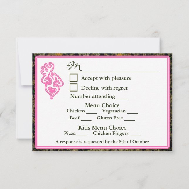 Hunting Wedding 4 Menu & Kids Menu Choice RSVP (Front)