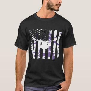 Hunting Wife American Deer Head Silhouette Pink Ca T-Shirt