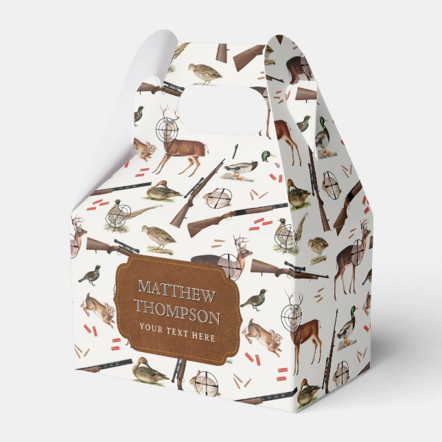 Hunting Wildlife Outdoorsman Pattern Favor Box (Front Side)