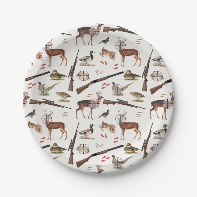Hunting Wildlife Outdoorsman Pattern Paper Plate (Front)