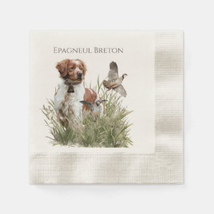 Hunting with a Brittany dog, Art  Napkin