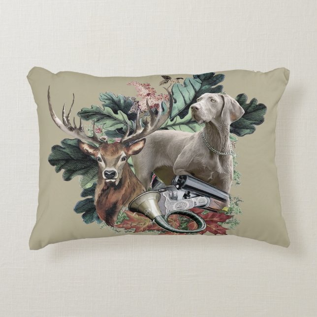 Hunting with a Weimaraner, "Grey Ghost"     Accent Pillow (Front)