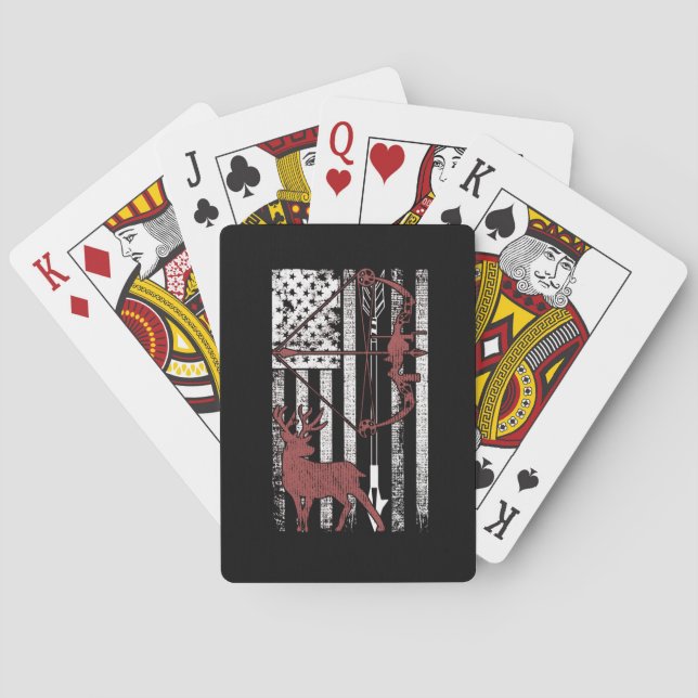 Hunting with American Flag Bow Hunting Playing Cards (Back)