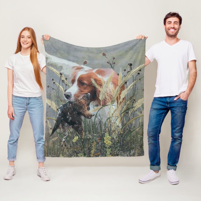 Hunting with Epagneul Breton  Fleece Blanket (In Situ)