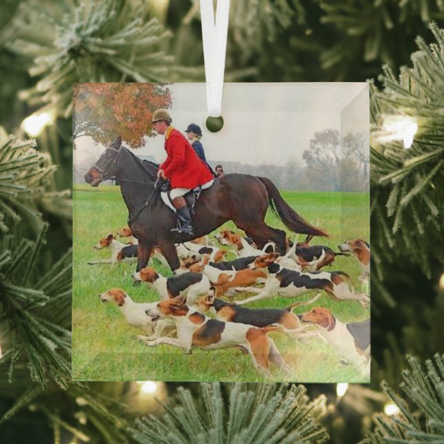 Hunting with hounds    glass ornament (Insitu)