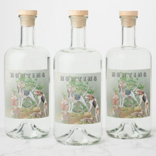 Hunting with hounds liquor bottle label