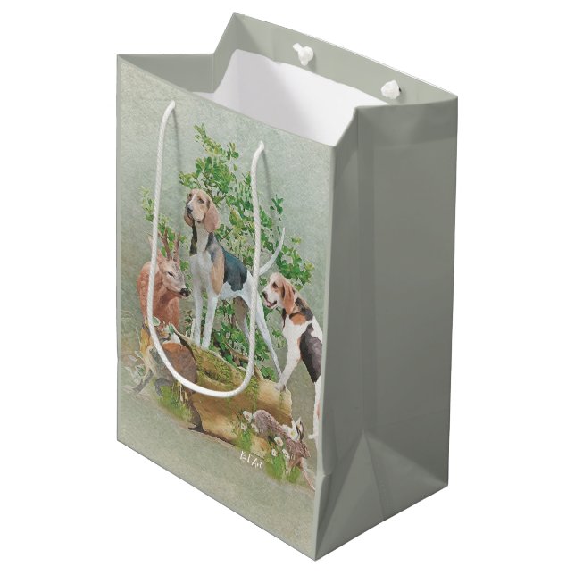 Hunting with hounds     medium gift bag (Front Angled)