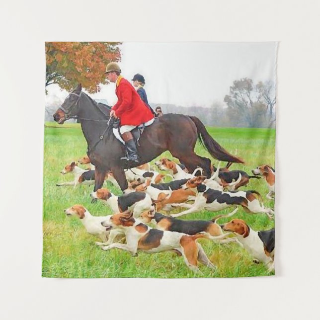 Hunting with hounds     tapestry (Front)