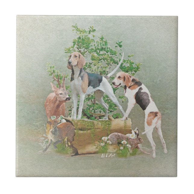 Hunting with hounds  tile (Front)