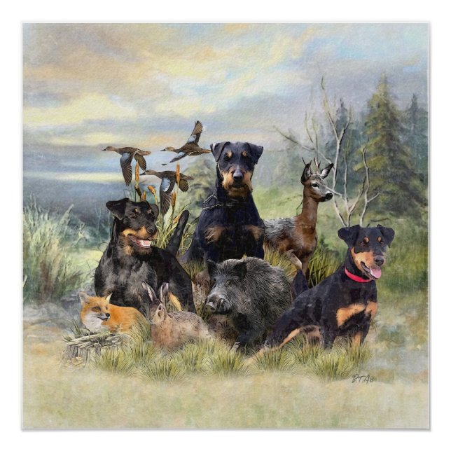 Hunting with Jagdterriers , Art  Poster (Front)