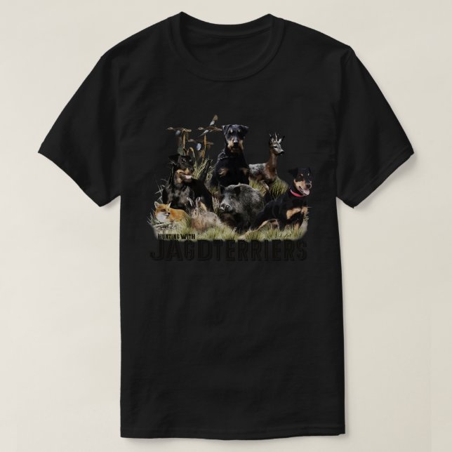 Hunting with Jagdterriers Art T-Shirt (Design Front)