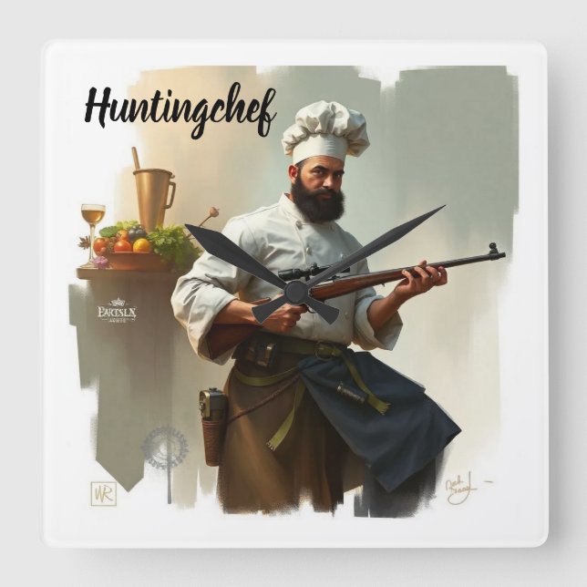 Huntingchef Square Wall Clock (Front)