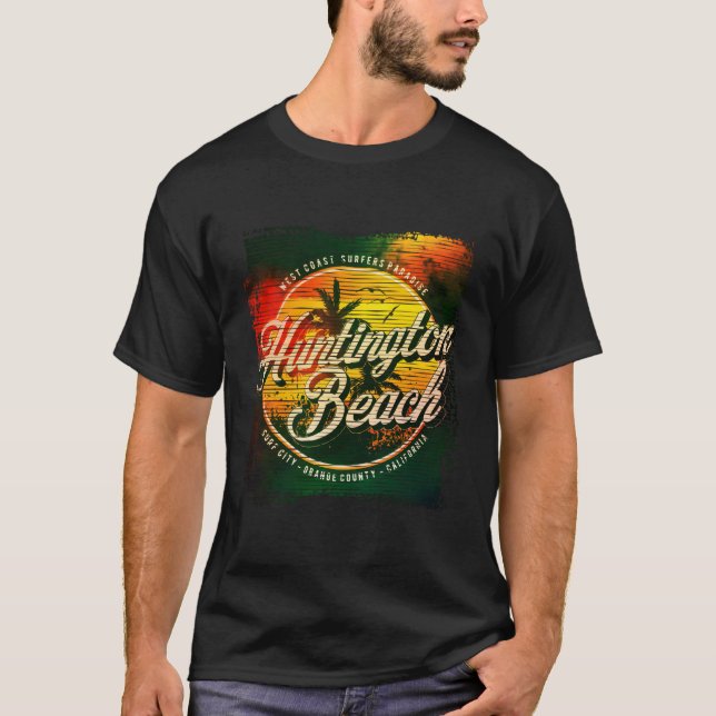 Huntington Beach Aged Watercolor T-Shirt (Front)