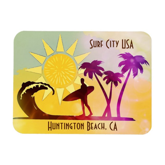 Huntington Beach CA Surf City USA Postcard Magnet (Horizontal)