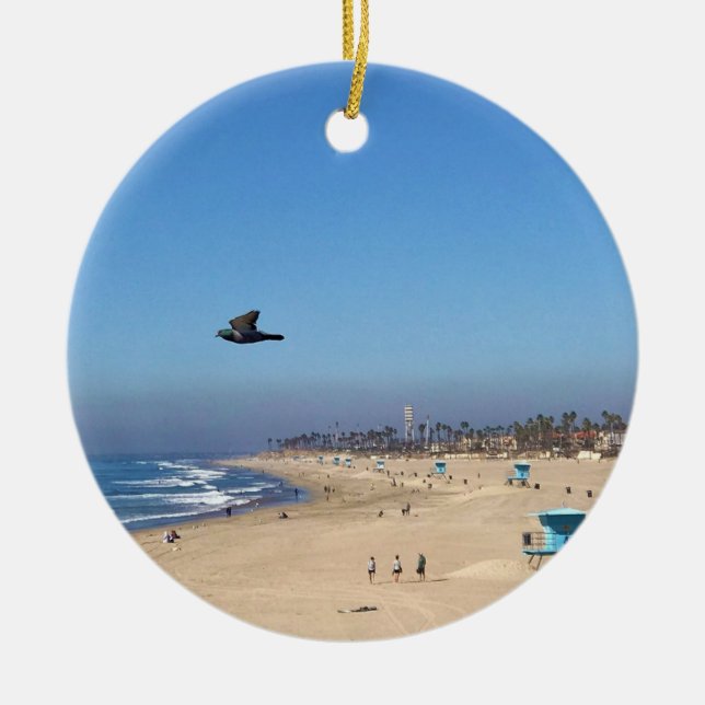 Huntington Beach, California Ceramic Ornament (Front)