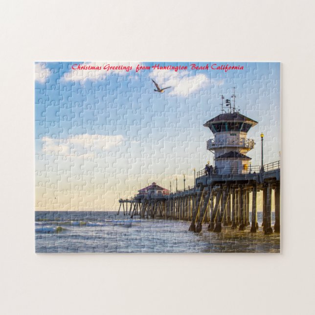 Huntington Beach California.Christmas Greetings Jigsaw Puzzle (Horizontal)