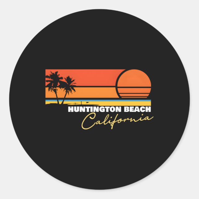 Huntington Beach California Classic Round Sticker (Front)